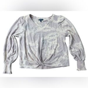 Democracy Purple White Tie Dye Twist Shirt Size Medium Retro Boho Hippie Chic